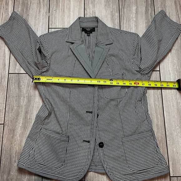 Talbots Womens Blazer Jacket Black White Gingham Plaid Button Front Stretch 8P - Picture 4 of 6